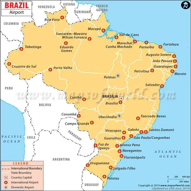 Airports And Points Of Interest In Brazil